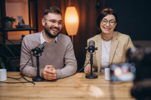 podcast en la oficina