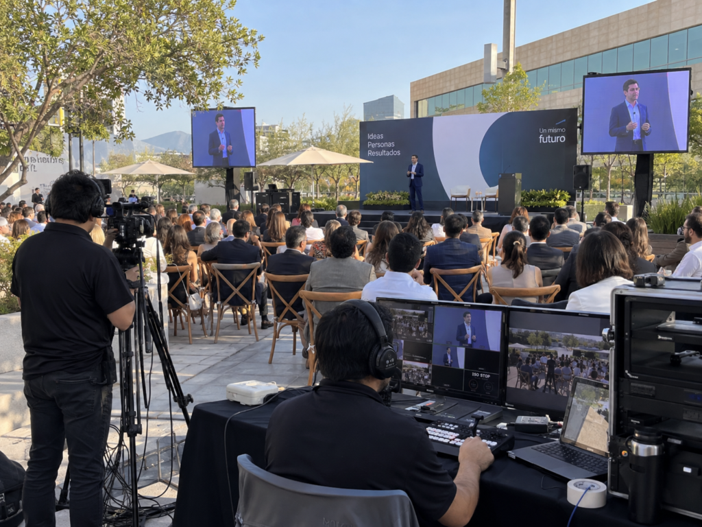 Conferencia corporativa cobertura en vivo circuito cerrado de tv